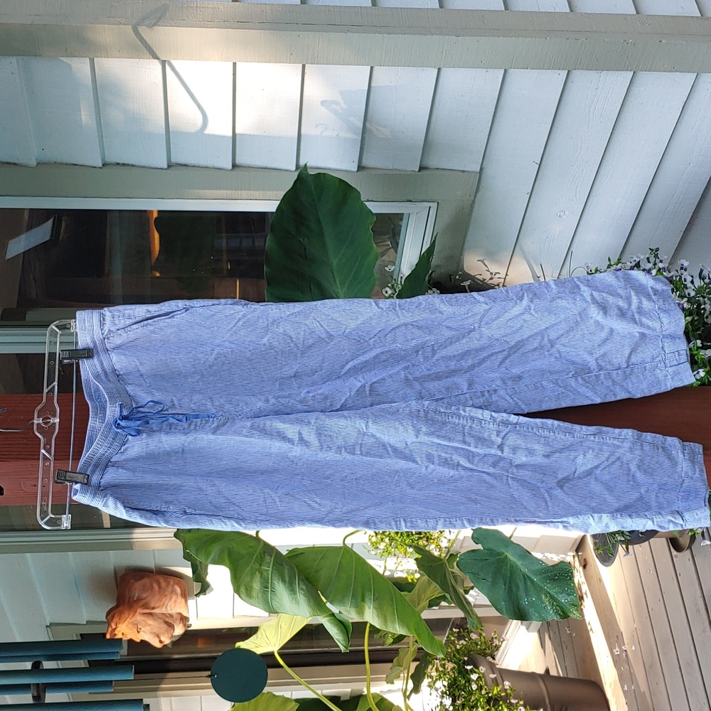 Talbots Linen Blue and White Lounge Pants with Pockets! - Picture 3 of 9